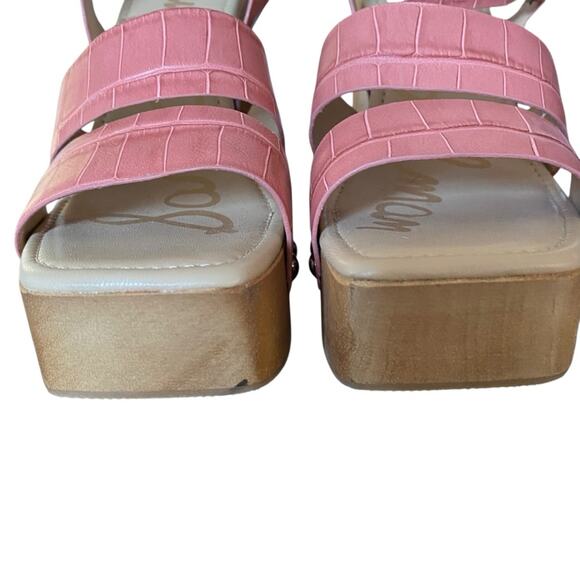 Sam Edelman Rosalind Ankle Strap Leather Wood Platform Stud Heel Sandals size 8 - Picture 4 of 10